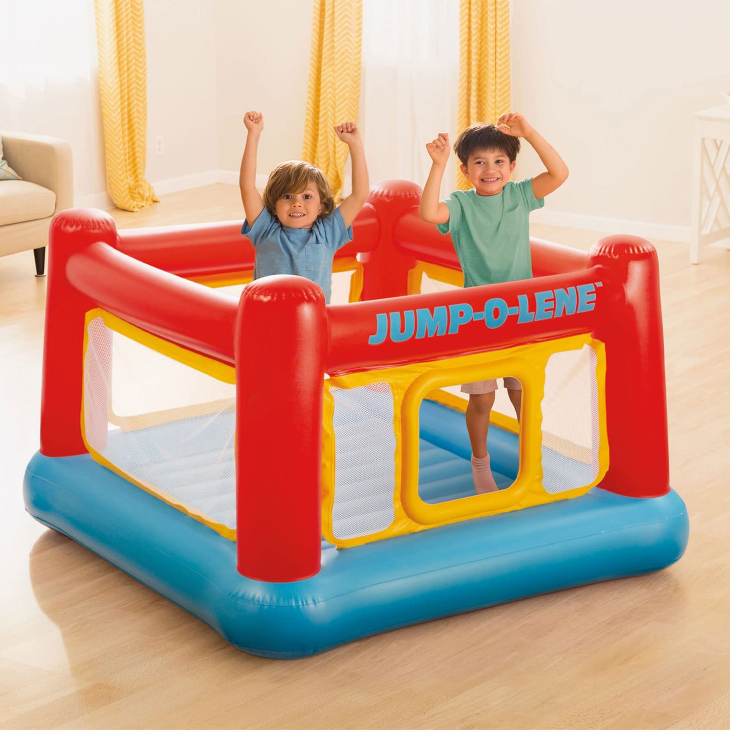 Intex Inflatable Jump-O-Lene Indoor Outdoor Kids Bounce Castle House with Air Pump