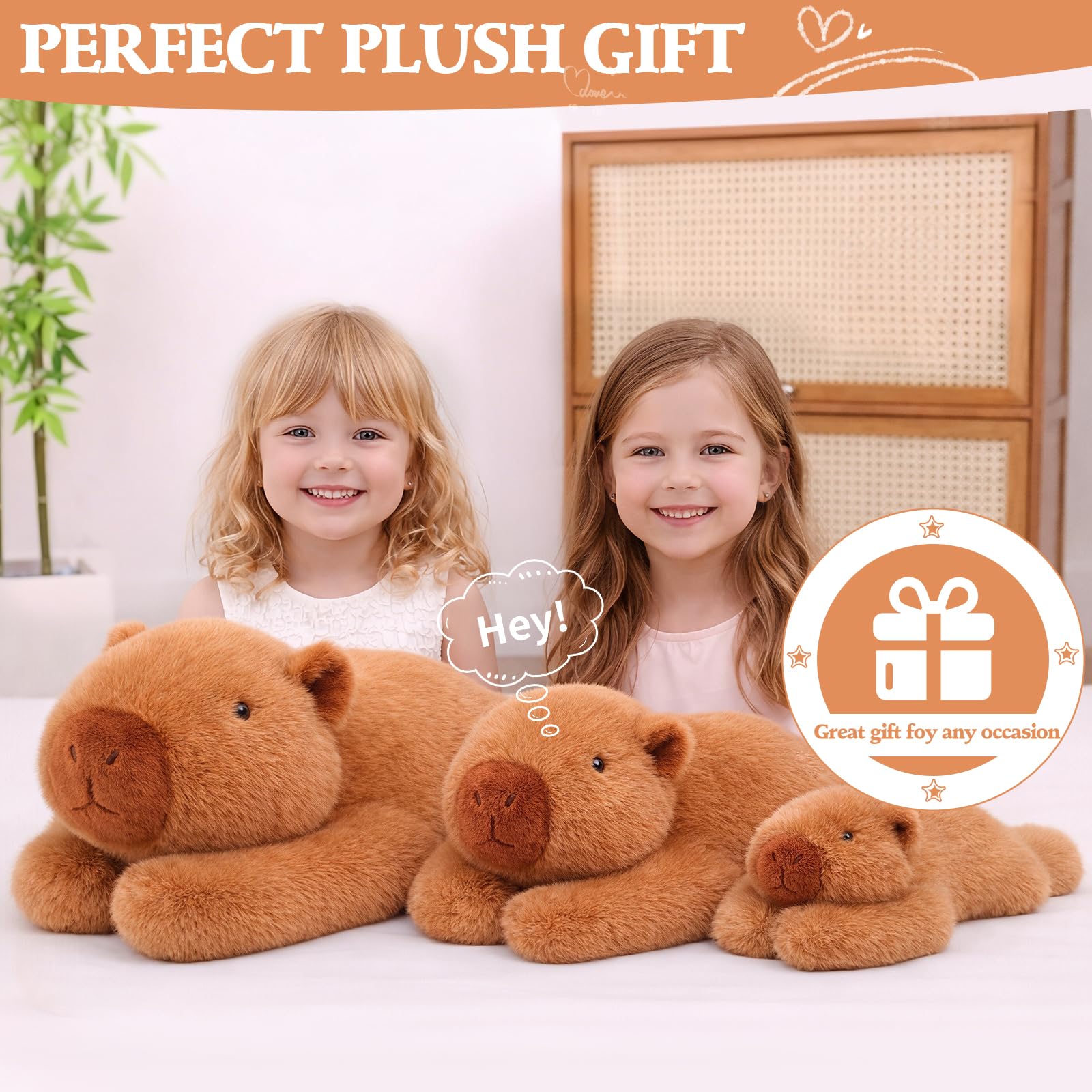 12in Weighted Capybara Plush Toy, Soft Stuffed Animal Pillow for Kids