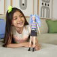 Barbie Fashionistas Doll with Long Blue Crimped Hair, Star Face Makeup, Multi-Color Striped Tee, Denim Skirt, Black Boots & Silvery Chain Belt, Toy