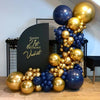 121 Pack Navy Blue Balloons Garland Kit Gold Balloons Different Sizes 18/12/10/5 Inch Party Balloon Kit Chrome Gold Balloons for Wedding Graduation