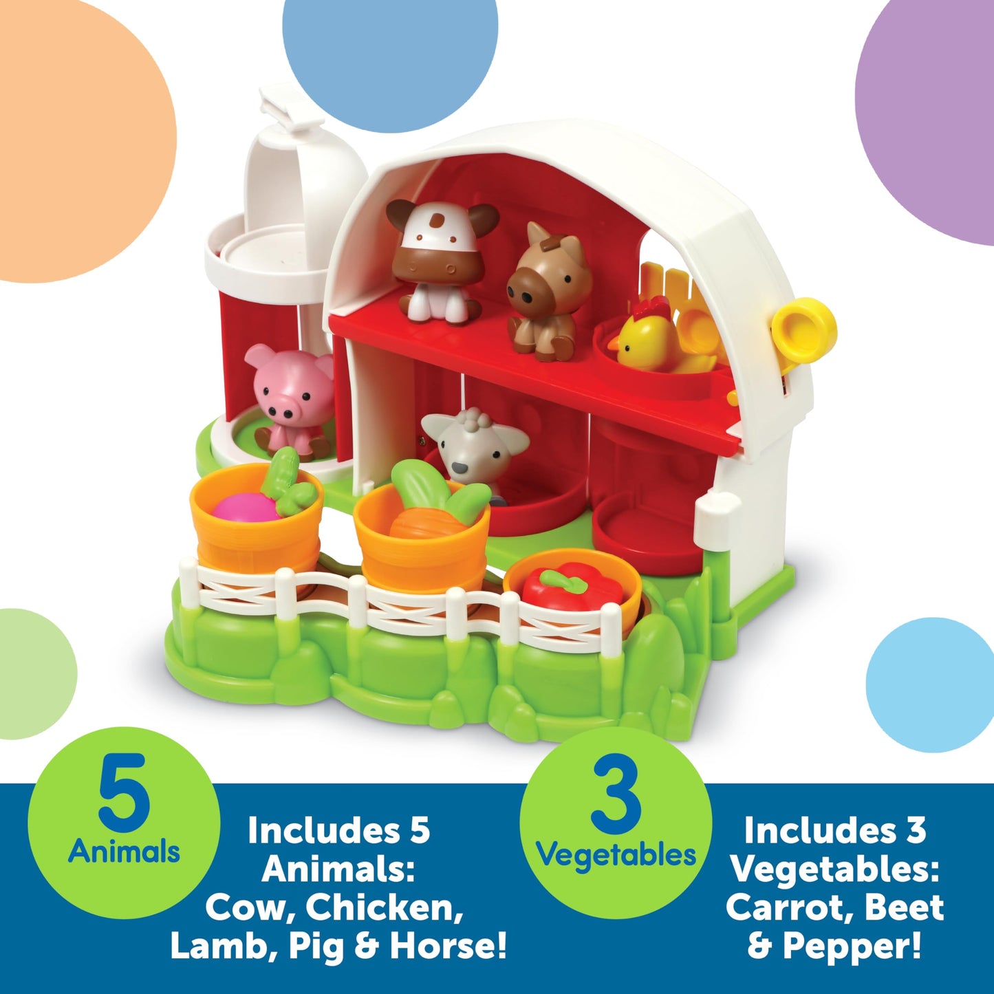 Learning Resources Peekaboo Learning Barnyard Playset - Farm Animal Toys, Montessori Toddler Toys, Imaginative and Fine Motor Skills, Counting Skills