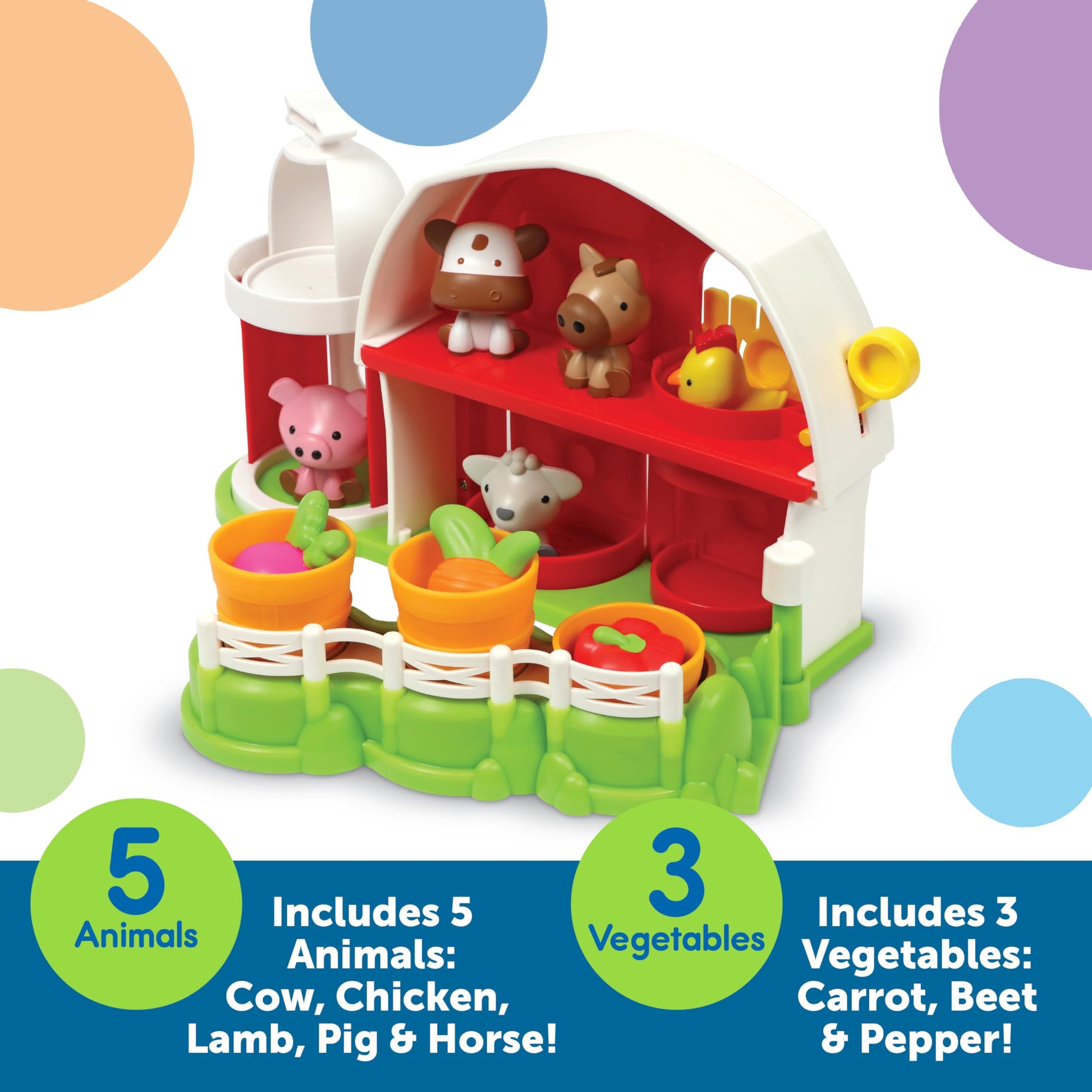 Learning Resources Peekaboo Learning Barnyard Playset - Farm Animal Toys, Montessori Toddler Toys, Imaginative and Fine Motor Skills, Counting Skills