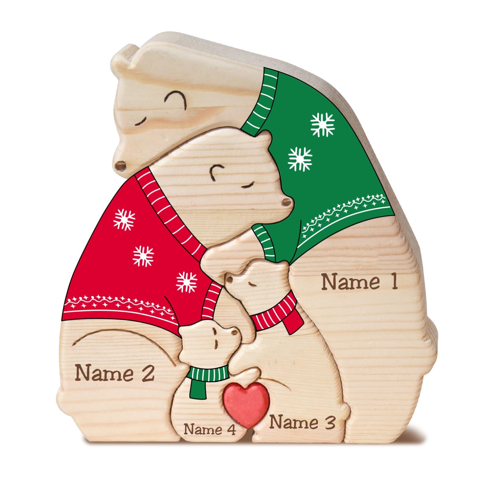 JOBFLY Personalized Wooden Hugging Bears Family Puzzle Mama Bear Puzzle