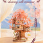 ROBOTIME DIY Miniature House Kits for Adults, 3D Wooden Puzzles for Teenager, Japanese Cherry Blossom Tree Sakura Bonsai Plants for Birthday Gifts