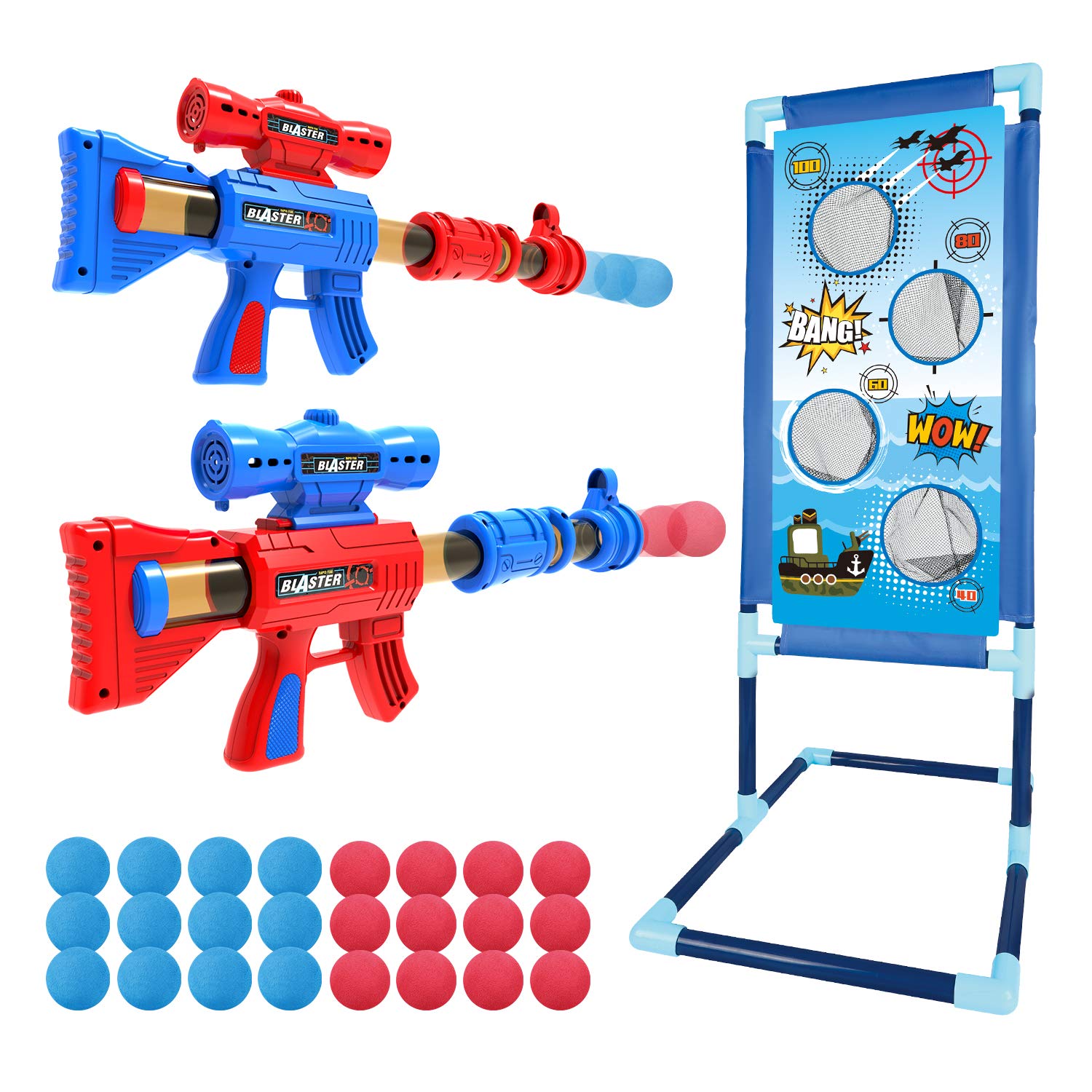 YEEBAY Target Shooting Toys Set for Age 6, 7, 8,9,10+ Year Old Kids, Boys, Active Play Game with Soft Foam Balls and Scoring Target