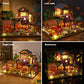 Yuzhen DIY Miniature Dollhouse with Furniture and LED Lights, Japanese Style Wooden Mini-Restaurant Includes Dustcover and Music Movement, Exquisite