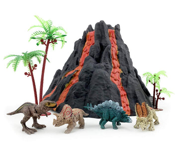 Enjoyin Volcano Dinosaur Playset Including 4 Dinosaurs and 2 Trees Volcano Dinosaur Toys for Kids
