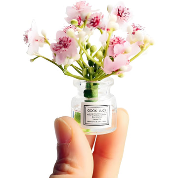 Miniature Flowers in Vase Set - 1:6 Scale Dollhouse Décor with Realistic Details, Tiny Floral Arrangements for Micro Landscape, Train Platform