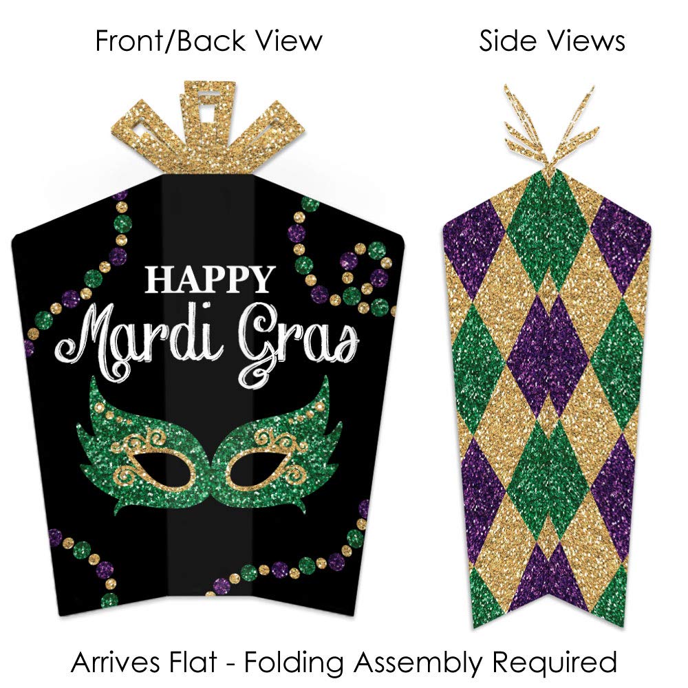 Big Dot of Happiness Mardi Gras - Table Decorations - Masquerade Party Fold and Flare Centerpieces - 10 Count