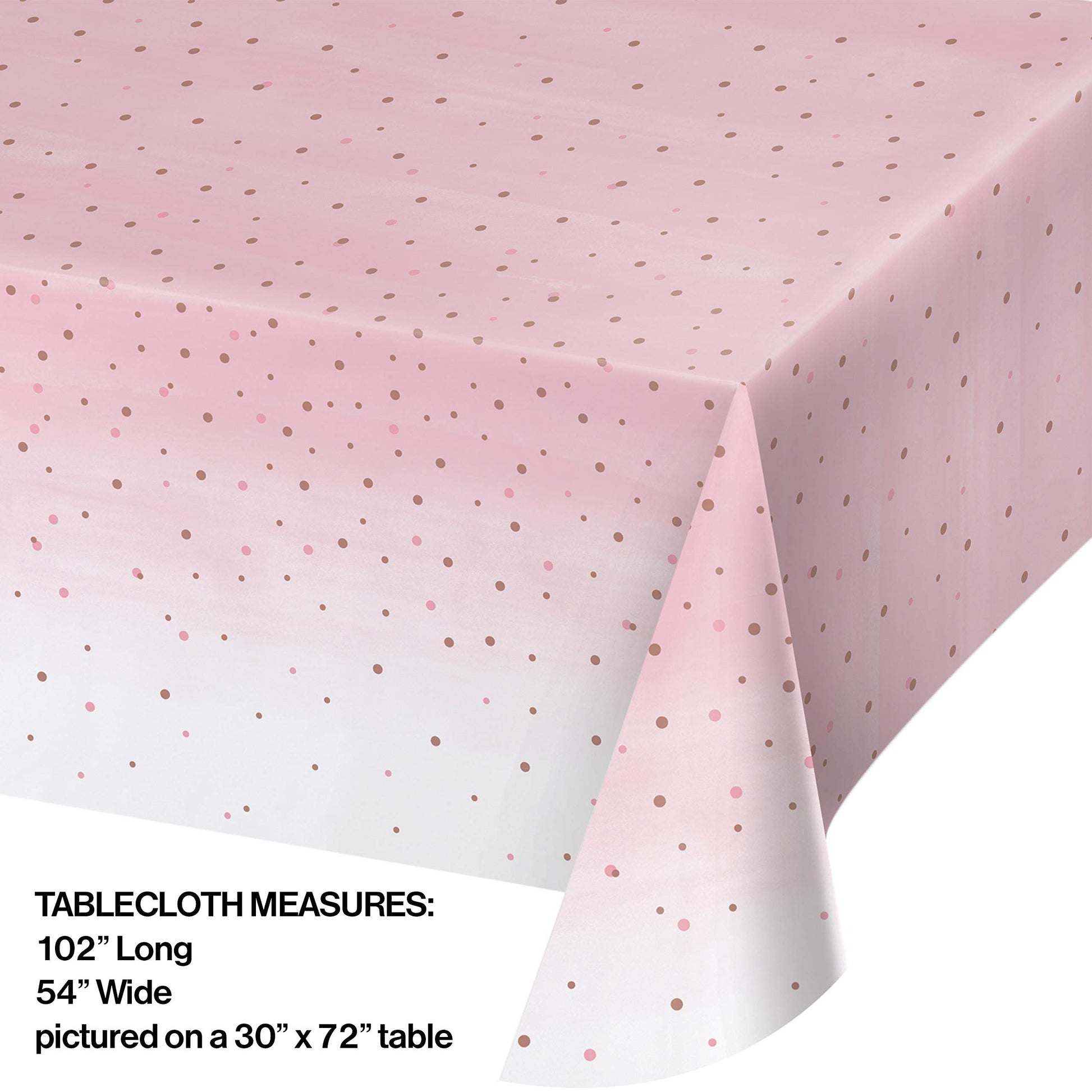 Creative Converting Rosé All Day Plastic Tablecloth, 54" x 102", Pink