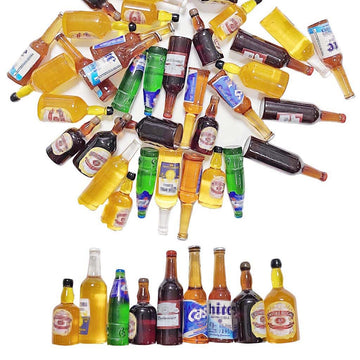 Juland 40PCS Miniature Mini Beer Drinks Decoration Beer Glass Model Mixed Wine Coffee Resin Sets Simulation Instant Model Scene Mini Tableware Dolls