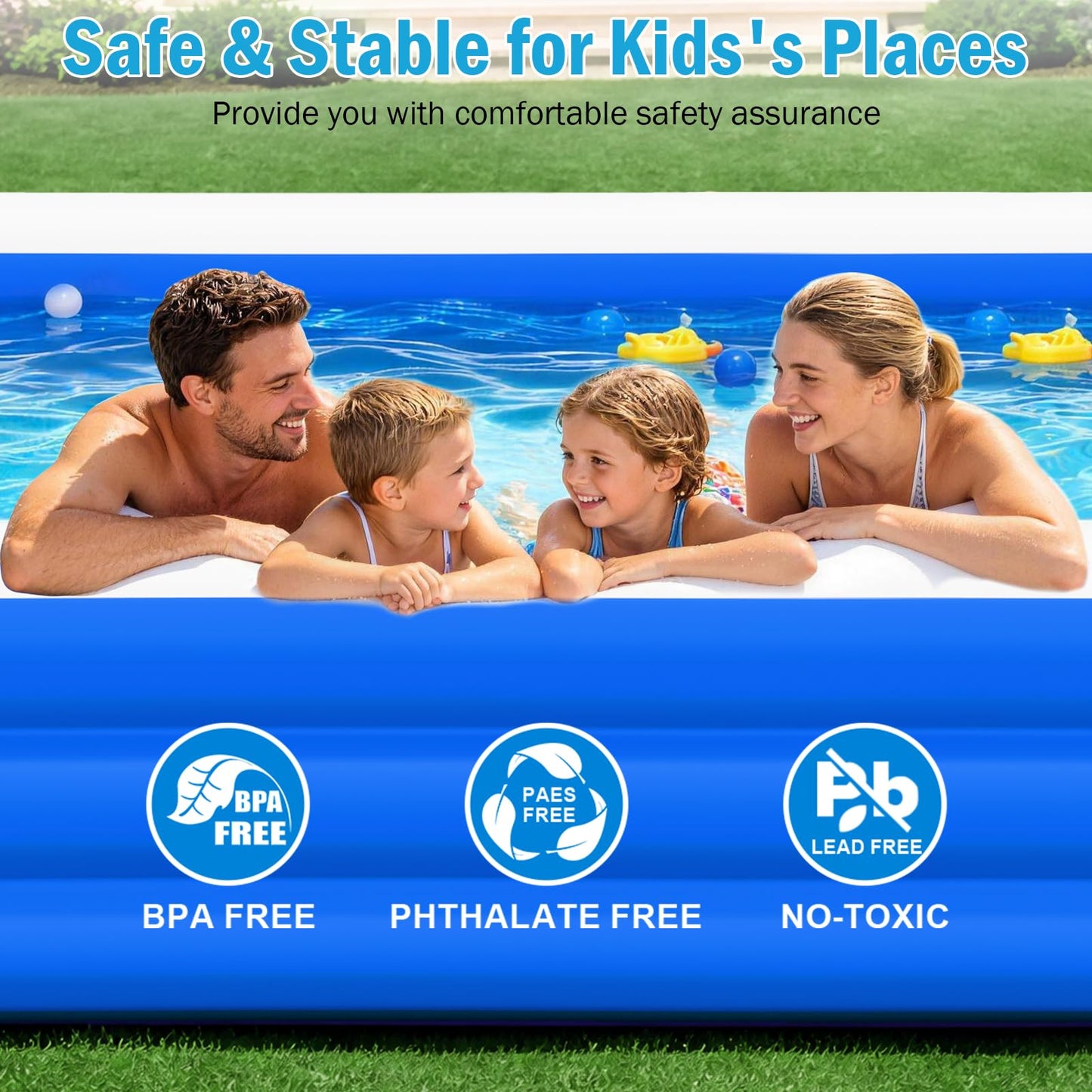 Extra Large Inflatable Swimming Pool for Adults - 180'' x 76'' x 22'' Extra Large Blow-Up Pool Oversized Thickened Family with Pump, 15FT Extra Long