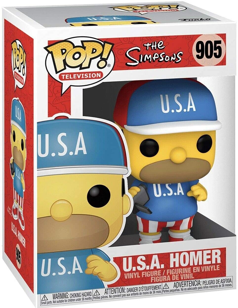 U.S.A. Homer Pop #905 Pop TV: The Simpsons Vinyl Figure (Bundled with EcoTek Protector to Protect Display Box)