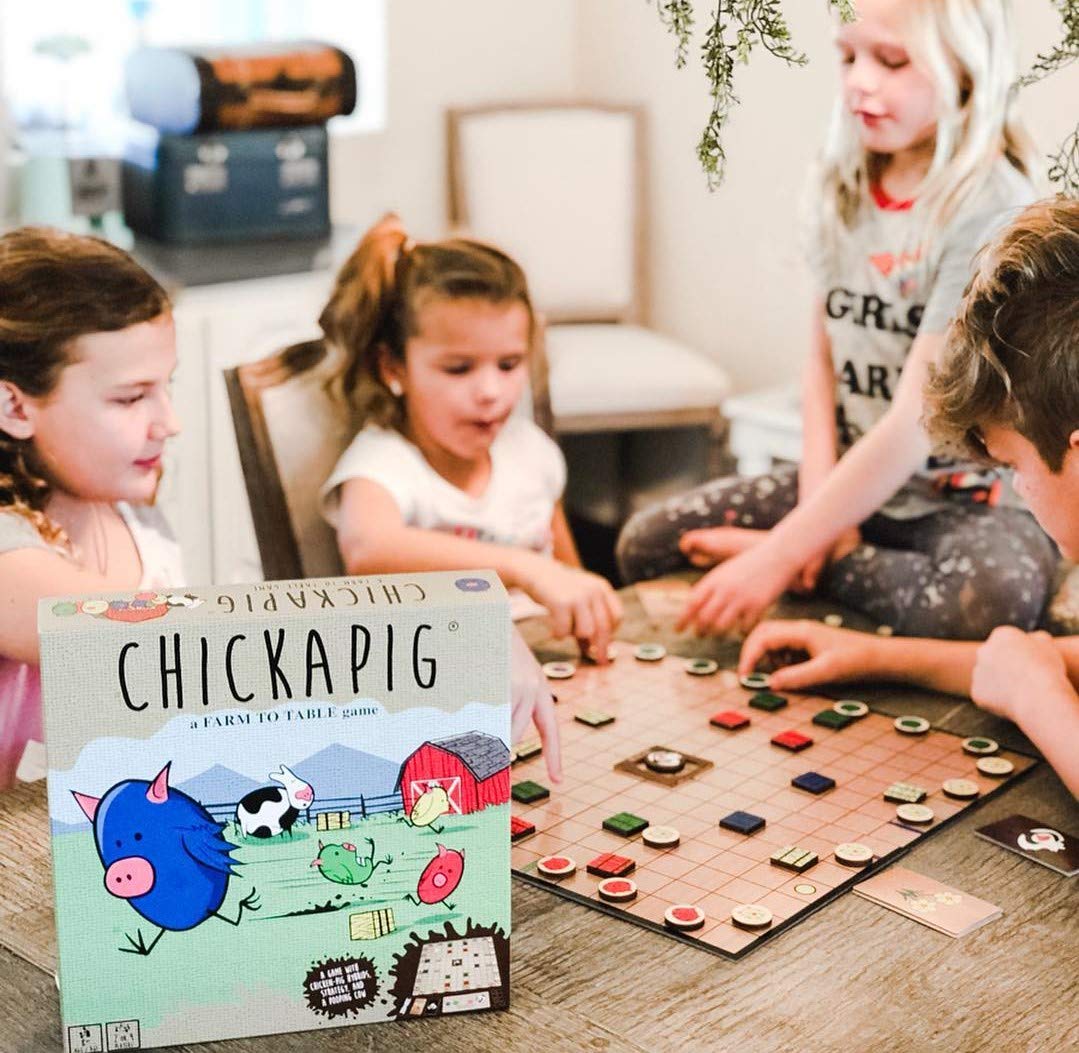 Buffalo Games Chickapig Board Game - 2-4 Players, Ages 10+, Wooden Pieces - Travel Fun - Fun Family Games - Chicken-Pig Strategy Board Game