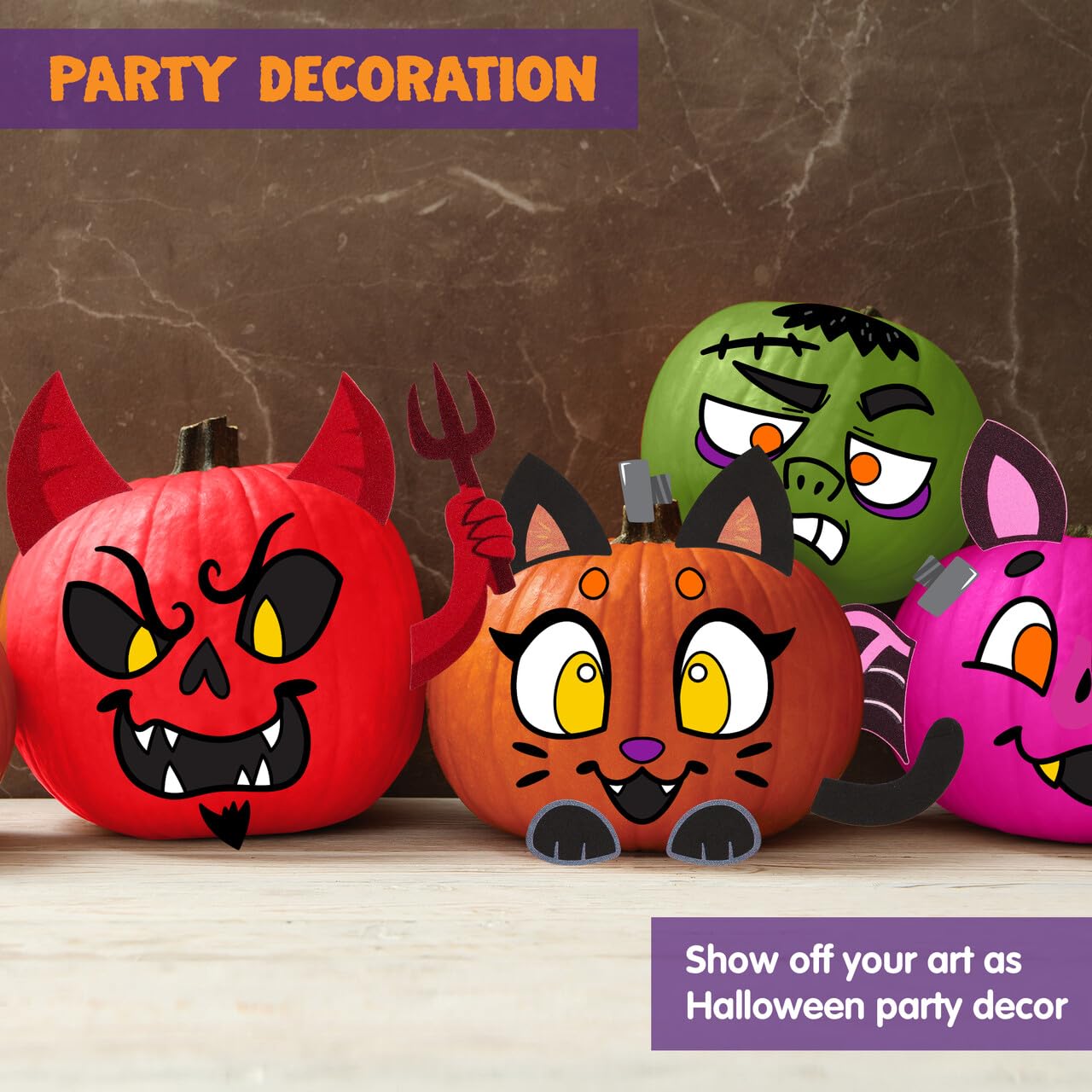 Klever Kits Halloween Craft Pumpkin Decorating Kit, Arts Activities Party Supplies, Party Favors for Kids, Halloween Painting Kit with 12 Designs, DIY