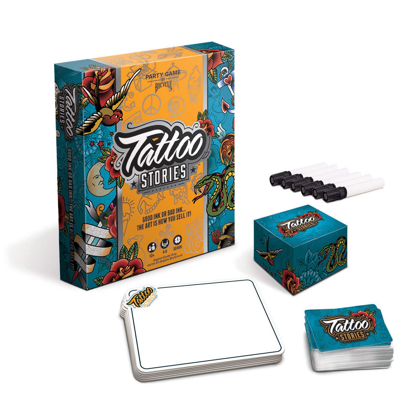 Tattoo Stories - Games By Bicycle - Party Games - Drawing and Card Game