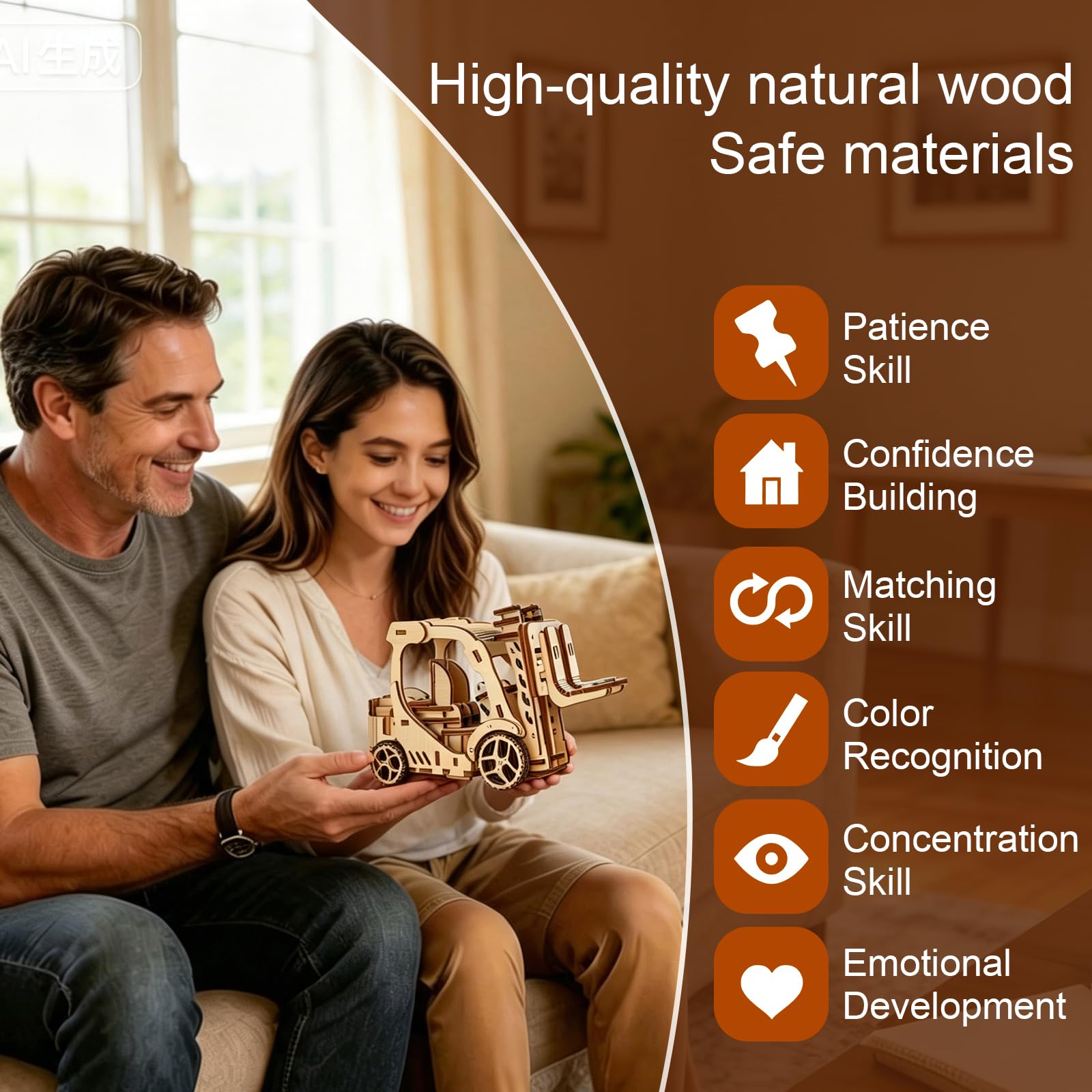 LENAOBEN Wooden 3D Puzzle, Creative DIY Model Building Kit for Adults, Handmade Wooden Craft Collectible Ornament, Hobby Gift for Adults & Men, 60