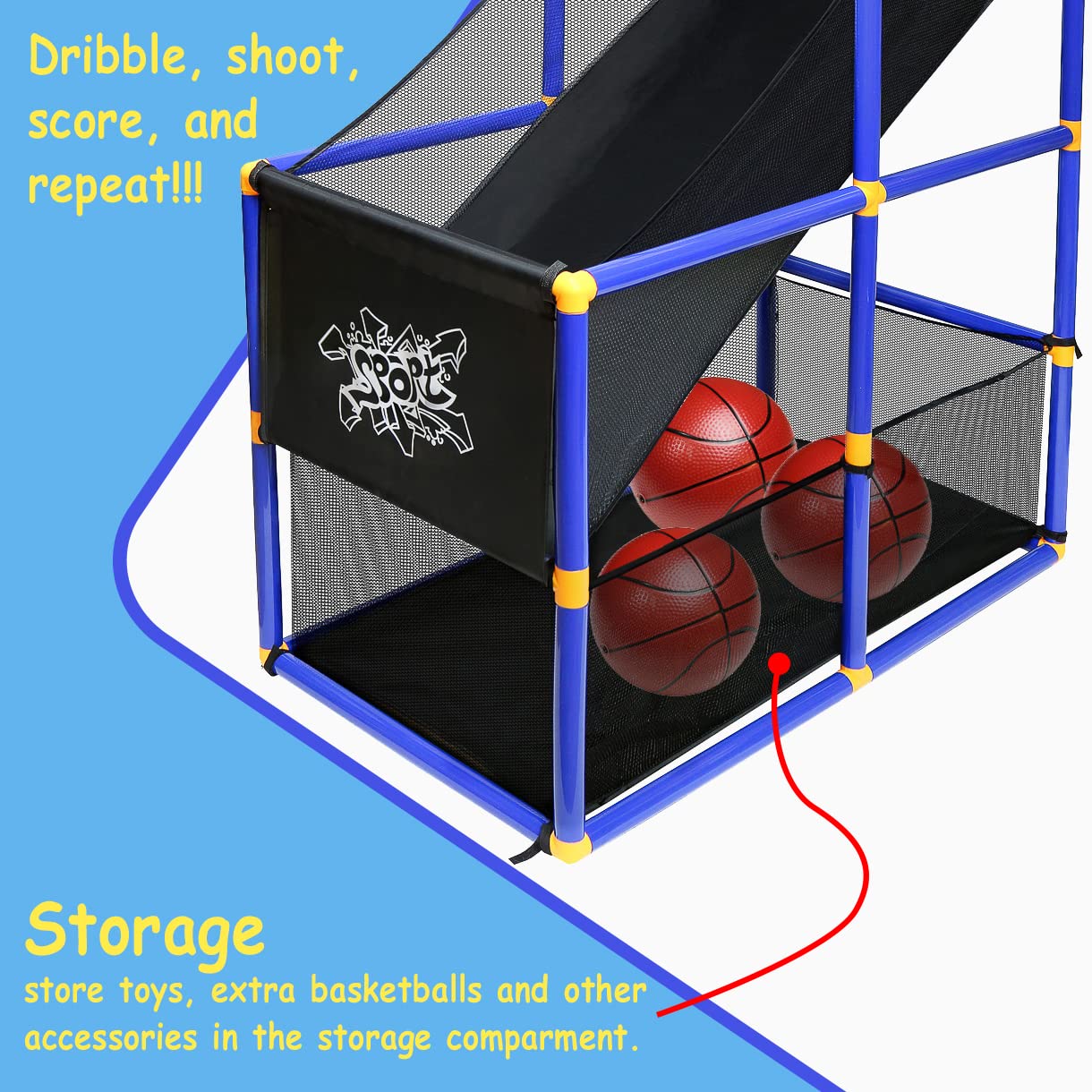 Kiddie Play Arcade Basketball Game Set for Kids 4 Balls and Hoop