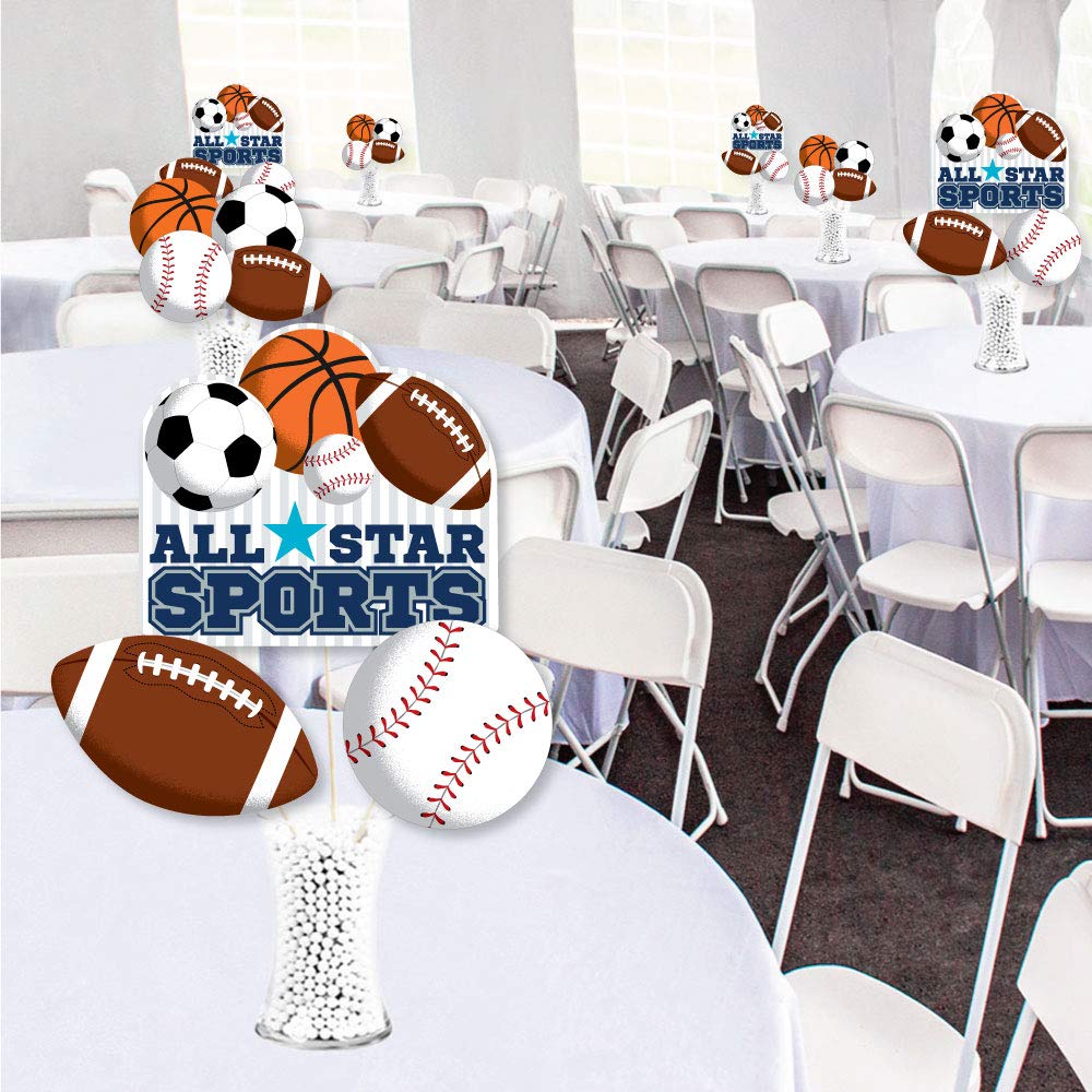 Big Dot of Happiness Go, Fight, Win - Sports - Baby Shower or Birthday Party Centerpiece Sticks - Showstopper Table Toppers - 35 Pieces