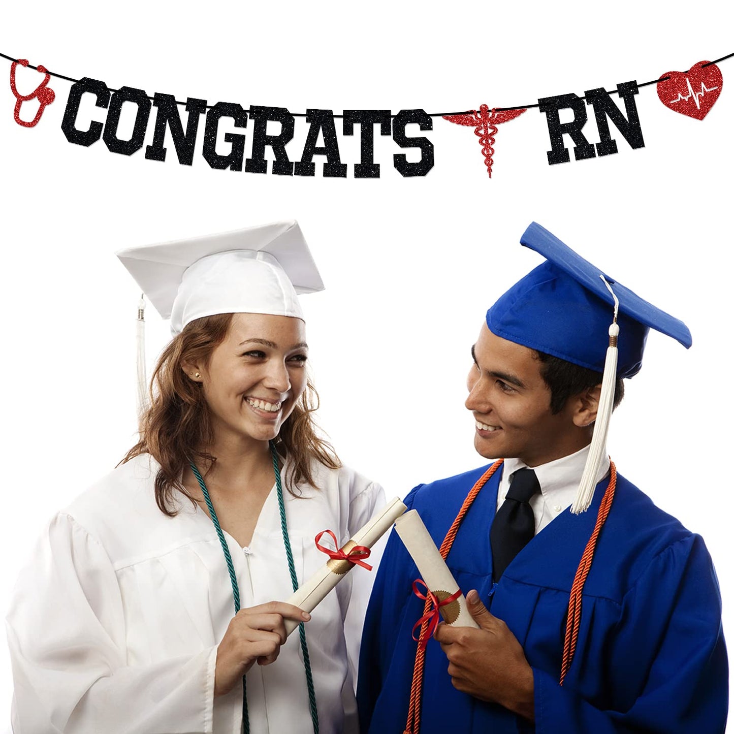 Congrats RN Banner, Future Nurse/BSN/NP, Big Nurse Energy, 2026 Nursing School Survivor Graduation Party Decorations Supplies, Black Glitter