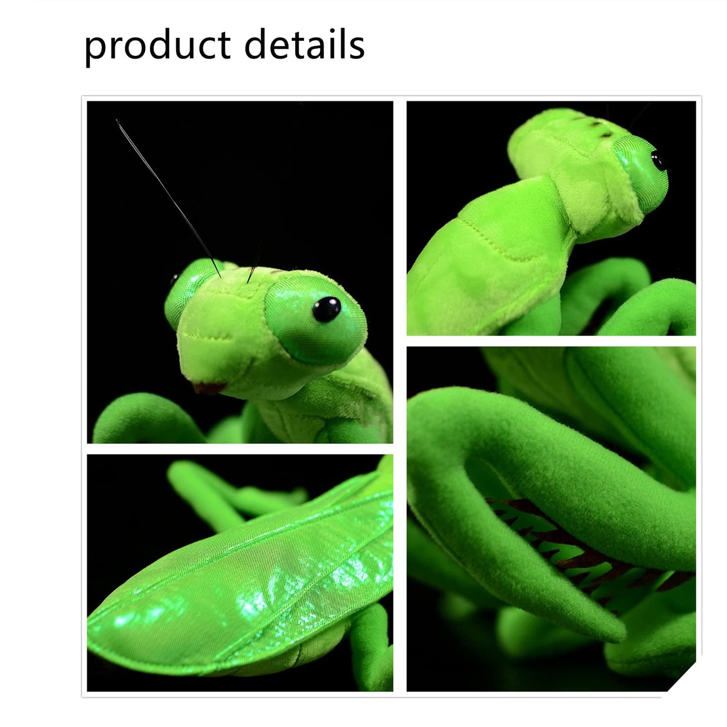 Tiny Heart 12" Green Praying Mantis Plush Toy, Cute Realistic Insect Stuffed Animal Plushies, Soft Huge Bug Cuddly Pillow for Kids Boys Girls, Insect