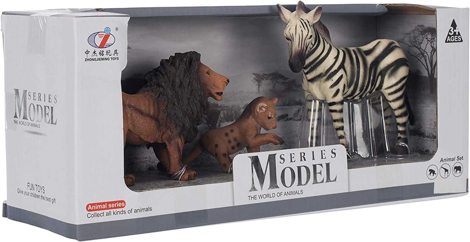 Class Collections Father Lion Baby Lion and Zebra Animal Figure 5 inch Children's Toy 3 Piece Playset