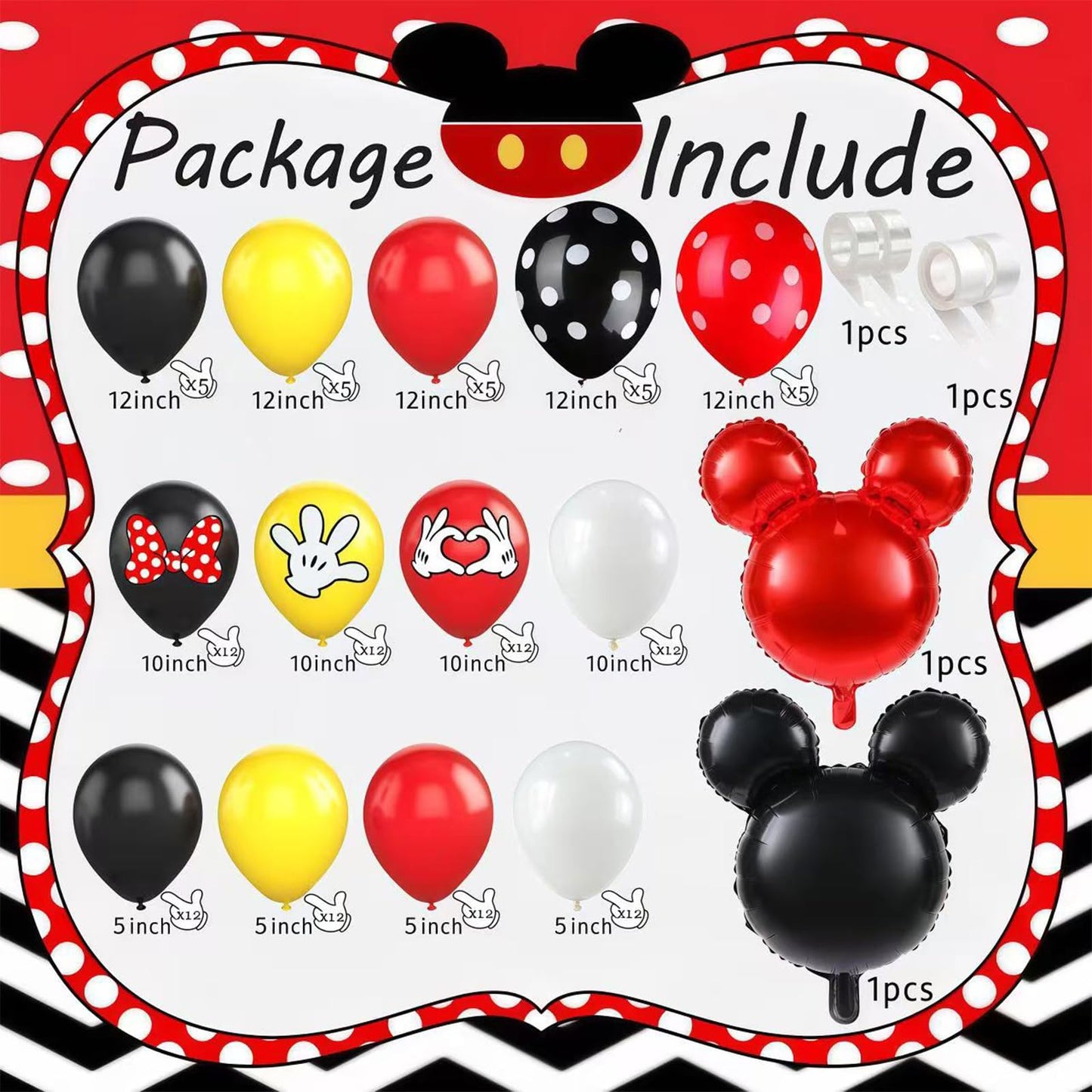 125 Balloon Garland Arch Kit Cartoon Mini Mouse Birthday Decor