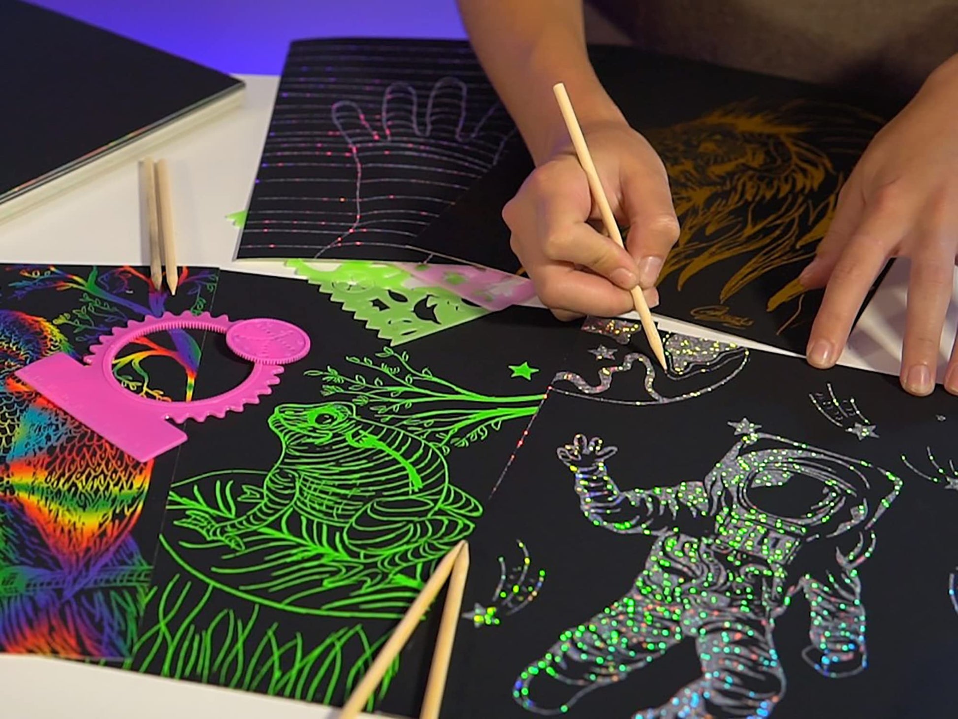 Marvin's Magic Scratch Art Kit for Kids - Rainbow Sheets - Age 5-12