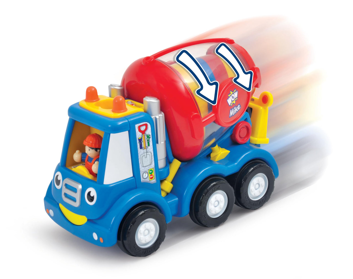Wow Toys Mix ‘n’ Fix Mike - Construction Cement Mixer Truck with Driver Figure | Friction Powered, No Batteries, Safe Toddler Toy Ages 1-5