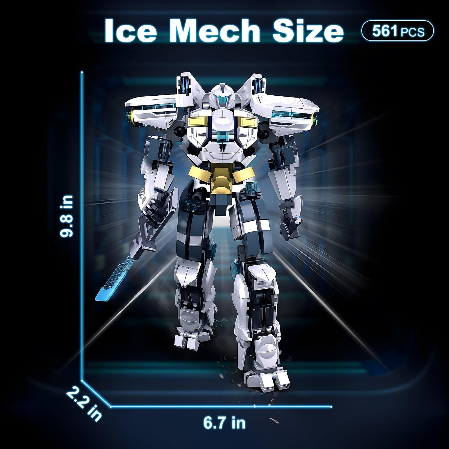 HIGH GODO Ice Warrior Mech Building Set, Cool City Protector Battle Model for Adults Teens 14+, Creative Action Robot Gifts Perfect for Christmakis
