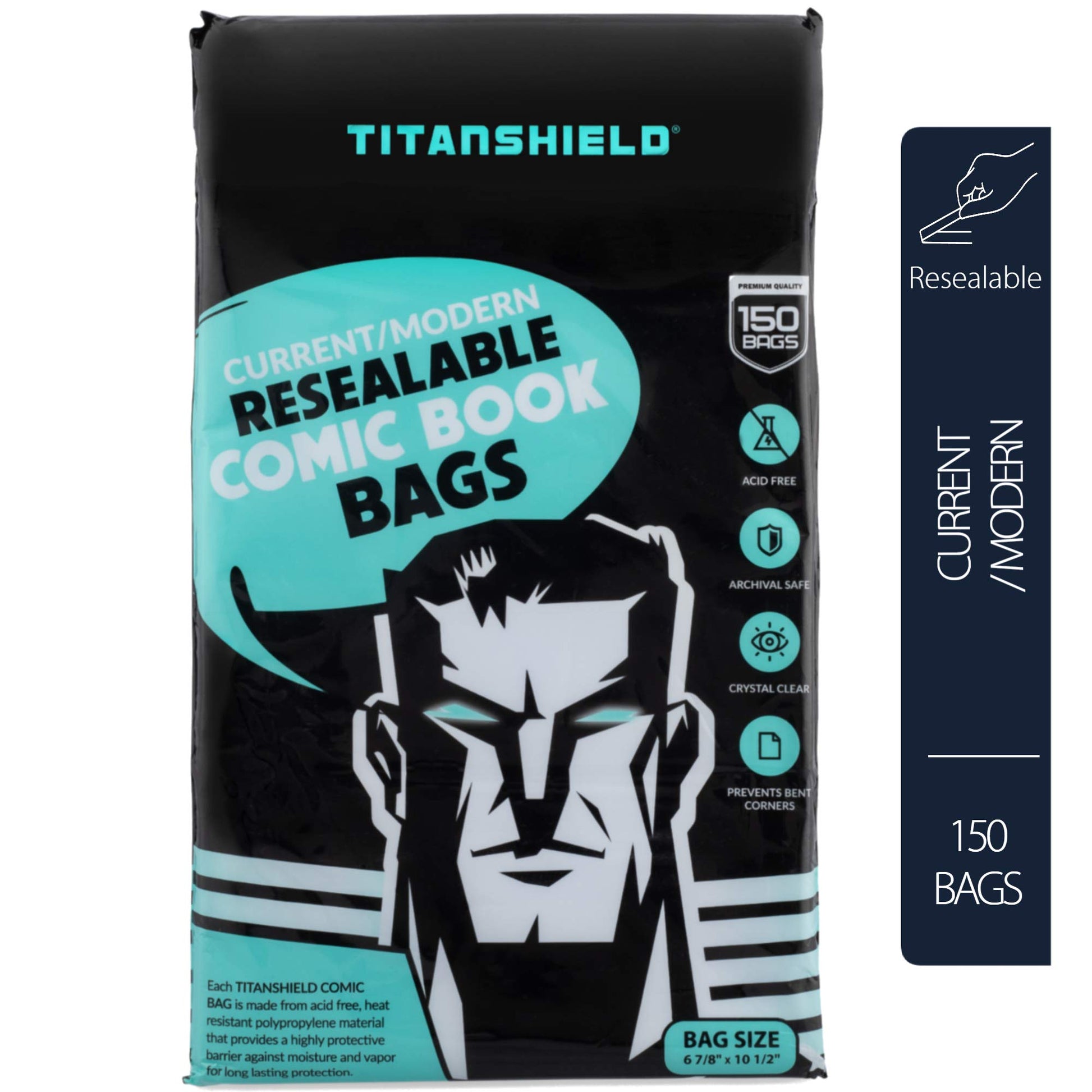 TitanShield Current/Modern Size Resealable Comic Book Bags (150 Count)