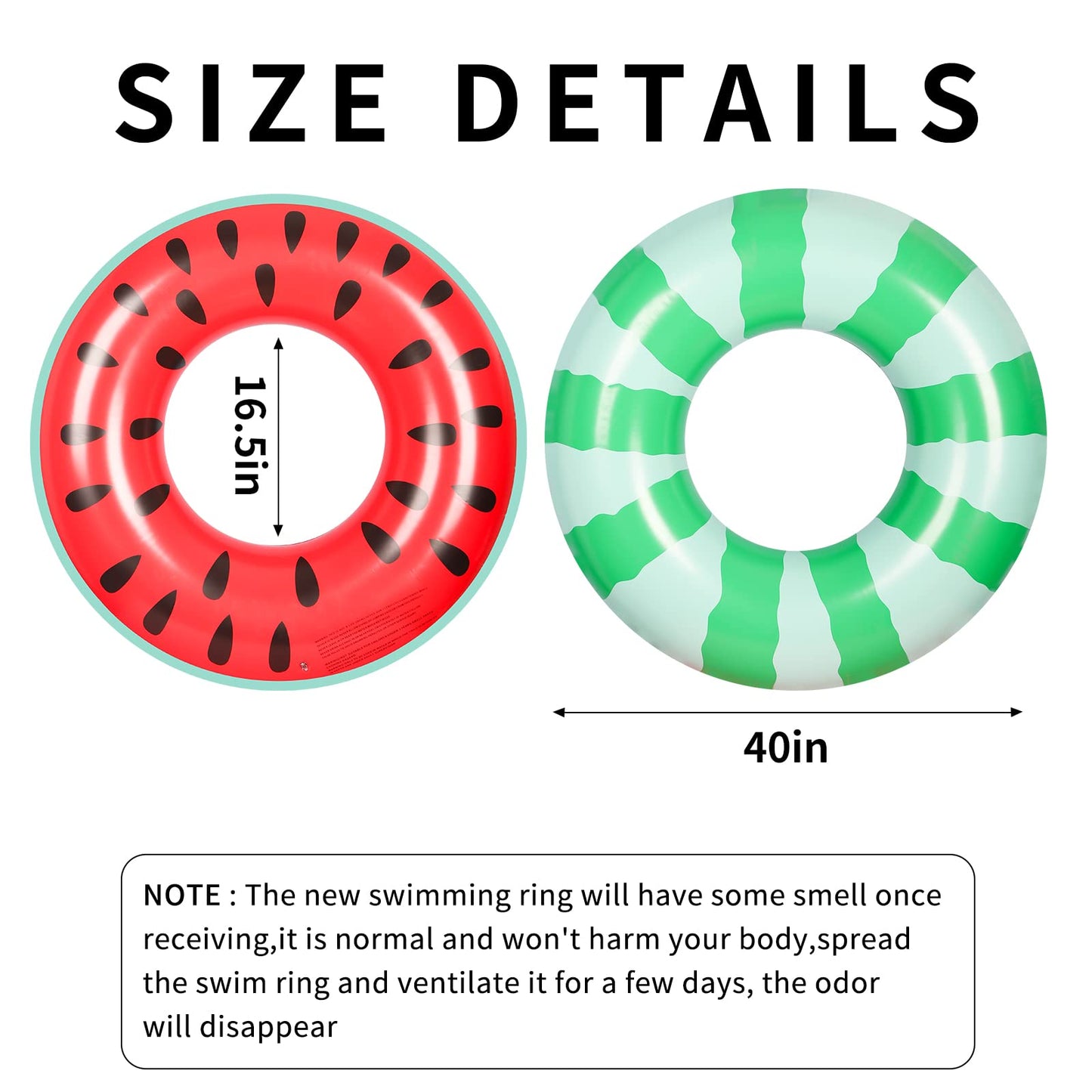 Inflatable Watermelon Pool Float for Adult Large Swimming Tube 4Feet Ring Adult Floaties Outdoor Swim Pool Toy Party Decoration