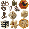 Arlai 12 pcs Wooden Brain Teaser Puzzle and Metal 3D Unlock Interlocking Jigsaw Educational Toy for Kids and Adults Brain Games Durable Easy