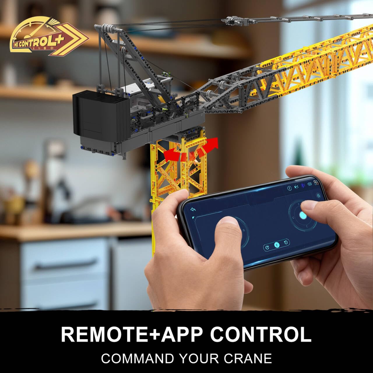 Mould King 17096 Luffing Jib Tower Crane Building Block Set, Large Technical Construction Vehicles Crane Truck Model with Motors/APP Remote Control