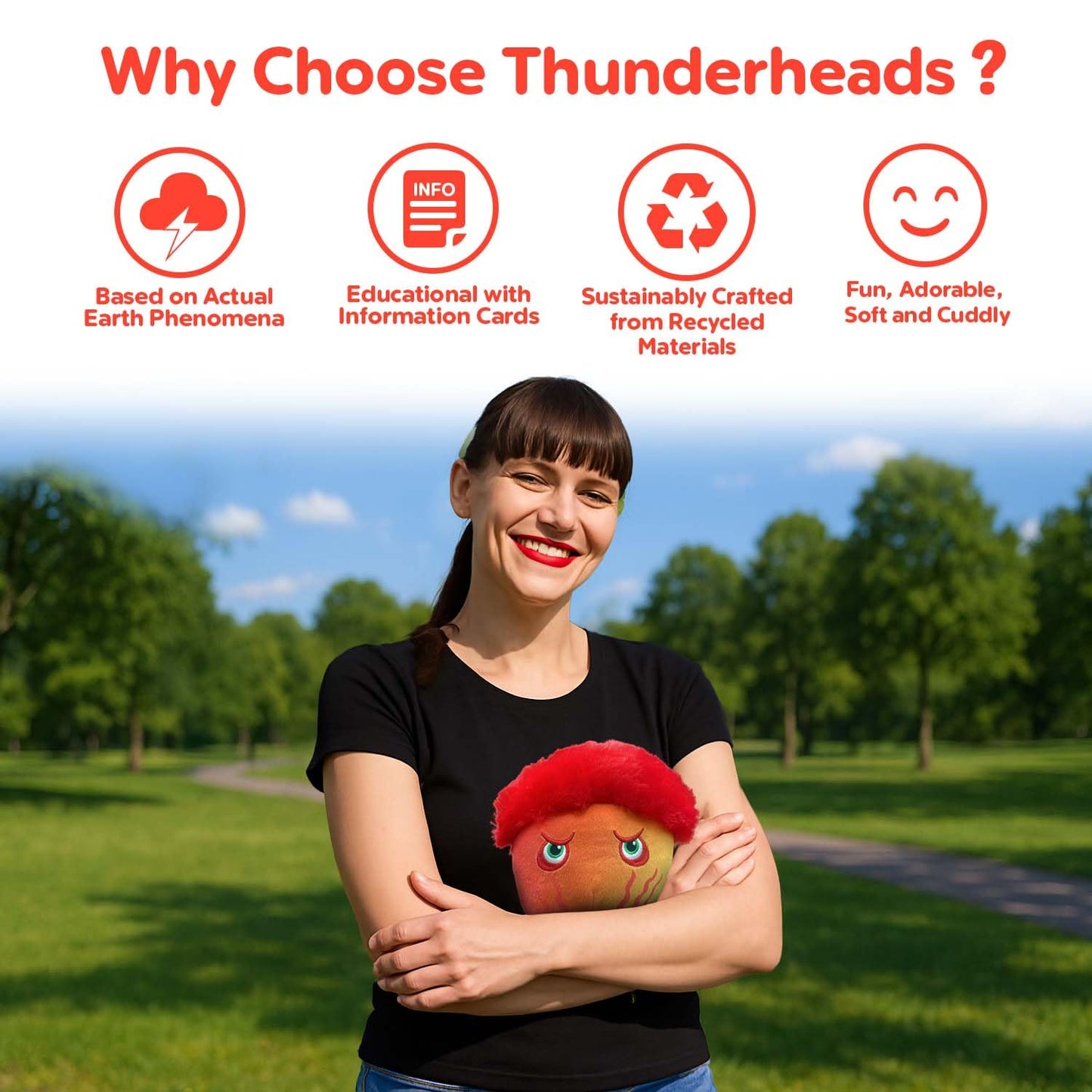 Thunderheads Heat Wave Plush, Nature-Inspired Educational Plushie with Fact Card, Soft Collectible & Sustainably-Made Weather Gift Stem Learning