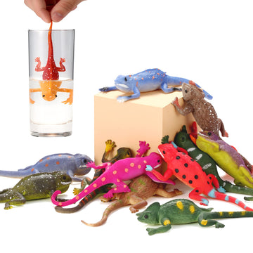 Axbotoy 12 Pack Lizard Animal Figurines,6" Color-Changeable and Stretchy Reptile Toy Set,for Themed Parties,Goodie Bag Fillers, Carnival Prizes