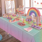 BASHLY 3-Pack Rainbow Tablecloths - 86"x51" Plastic Pastel Table Cloths Rainbow Party Decorations for Girl Birthday, Princess Party, Baby Showers