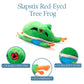 The Petting Zoo Red-Eyed Tree Frog Stuffed Animal Plushie Slap Bracelet, Gifts for Kids, Slapstix Wildlife Animals, Green Frog Plush Toy, 10 inches