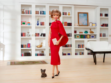 Barbie Inspiring Women Doll, Isabel Allende Collectible with in Red Dress with Book Accessory & Pet