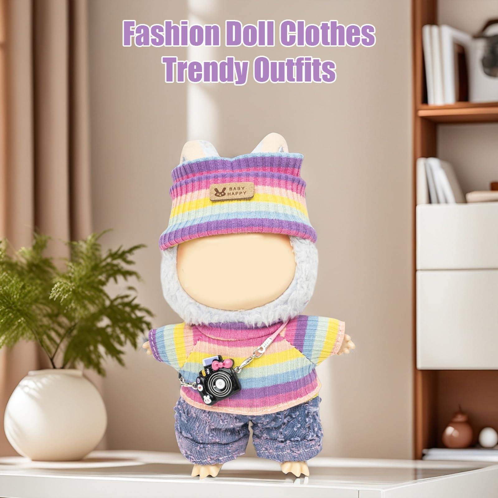 Clothes for 17cm Dolls(NO Doll) for Doll Outfits with Accessories Suit Cute Stylish Dress Up Set Purple Pants