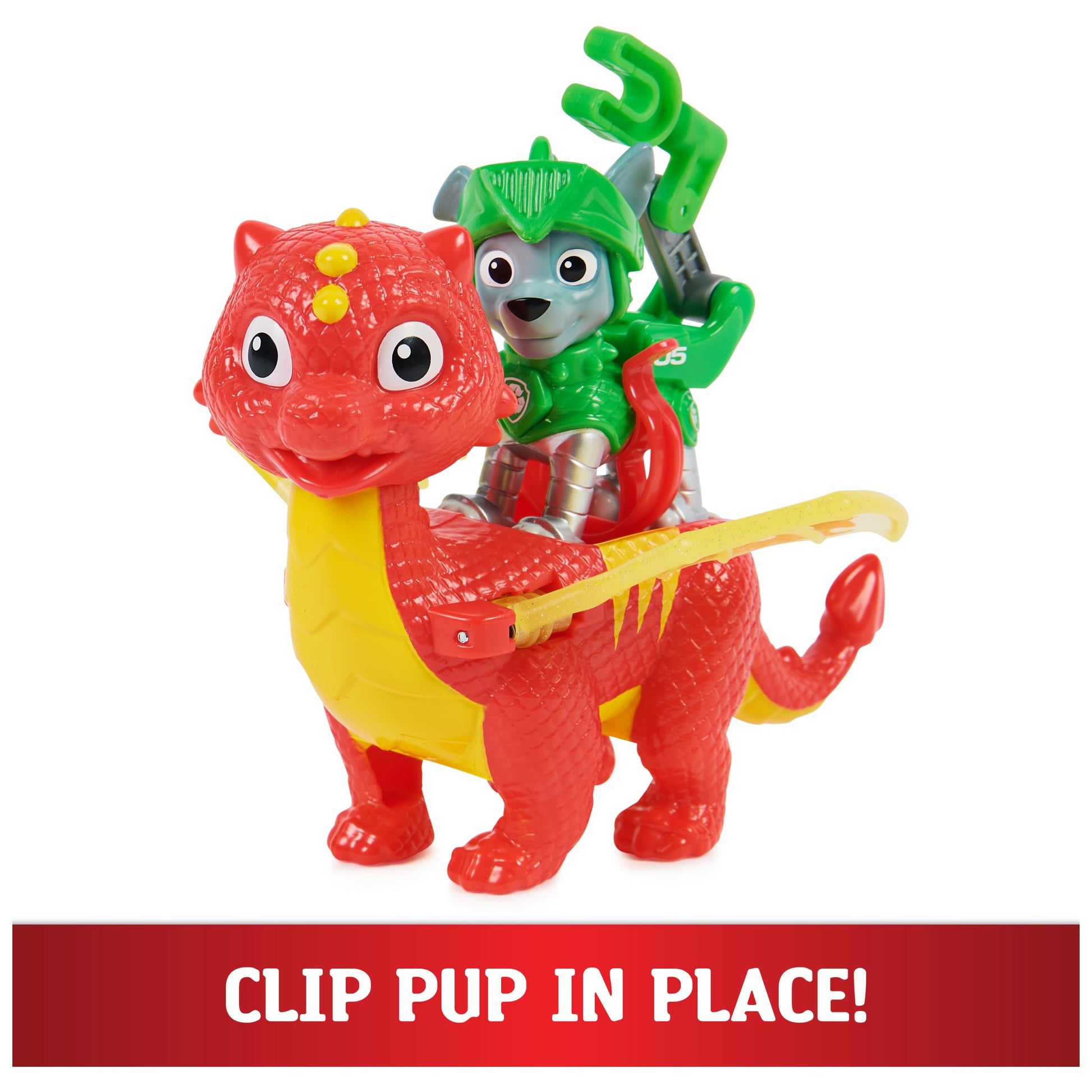 Paw Patrol, Rescue Knights Rocky and Dragon Flame Action Figures Set, Kids Toys for Ages 3 and up
