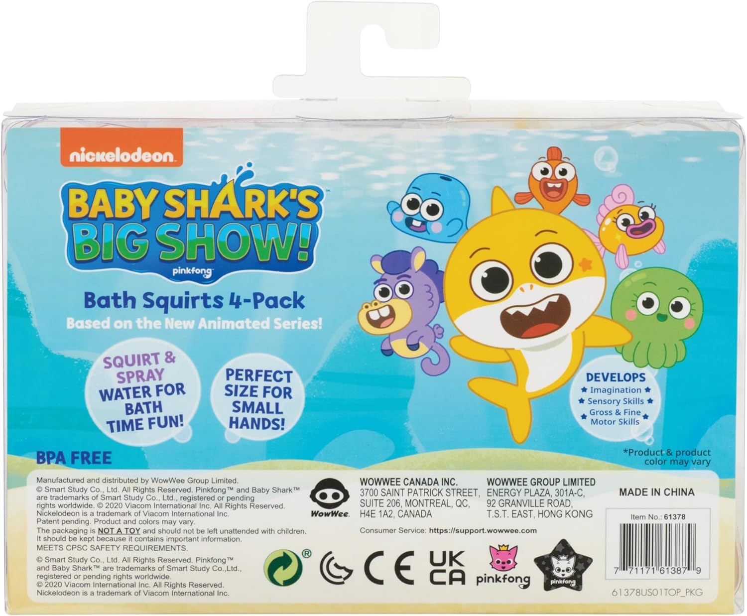 WowWee Baby Shark Bath Squirt Toy 4-Pack Big Show!