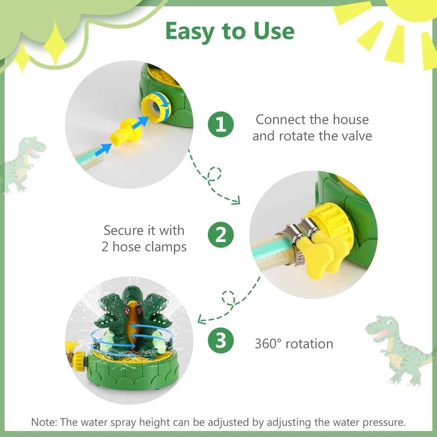 MoKo Dinosaur Water Sprinkler for Kids,Toddler Outdoor Water Toys for Lawn