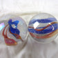 Big Game Toys Set of 2 Fun FAIR 35mm Boulder Iridescent Clear/Red/Blue Swirl Large Shooter Solid Glass Marbles