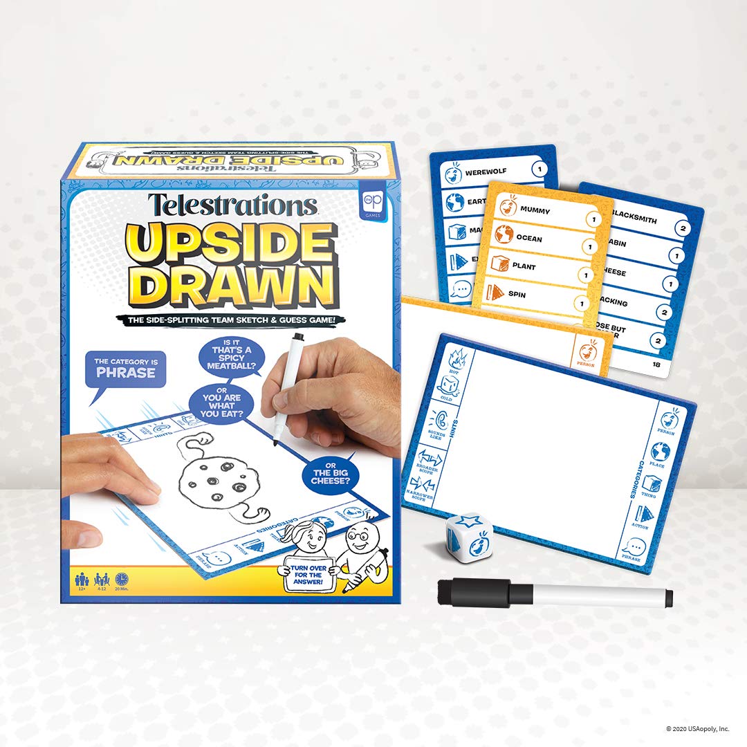 USAOPOLY Telestrations Upside Drawn | Family Board Game & Group Game | Partner Up & Draw Upside Down | Team Game from The Makers of Telestrations |