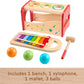 Fisher-Price Wood Toddler Toy Pound & Tap Bench Xylophone, 6-Piece Wooden Musical Activity for Preschool Kids Ages 18+ Months