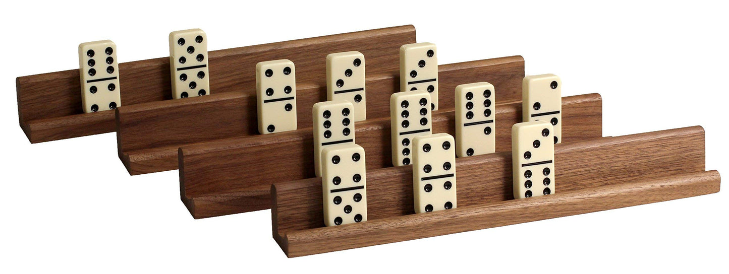 Easy-View Domino Racks for Maximum Visibility and Ease in organizing Your Hand. Solid American Black Walnut