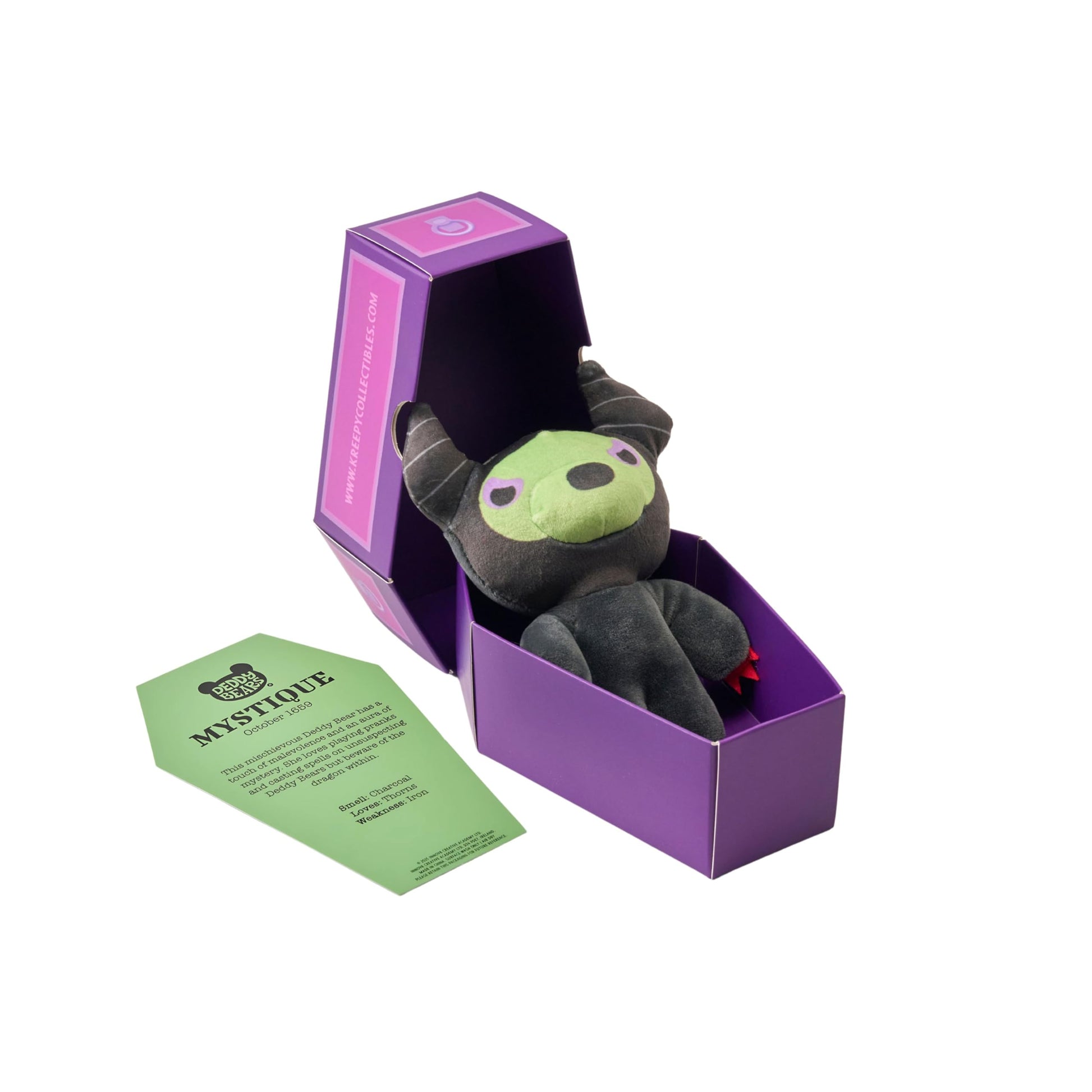 Deddy Bears Halloween Coffin - 5 inch Plush Teddy Bear Stuffed Animal for Travel, Gift, Bedtime for Kids, Teens, Adults - Mystique