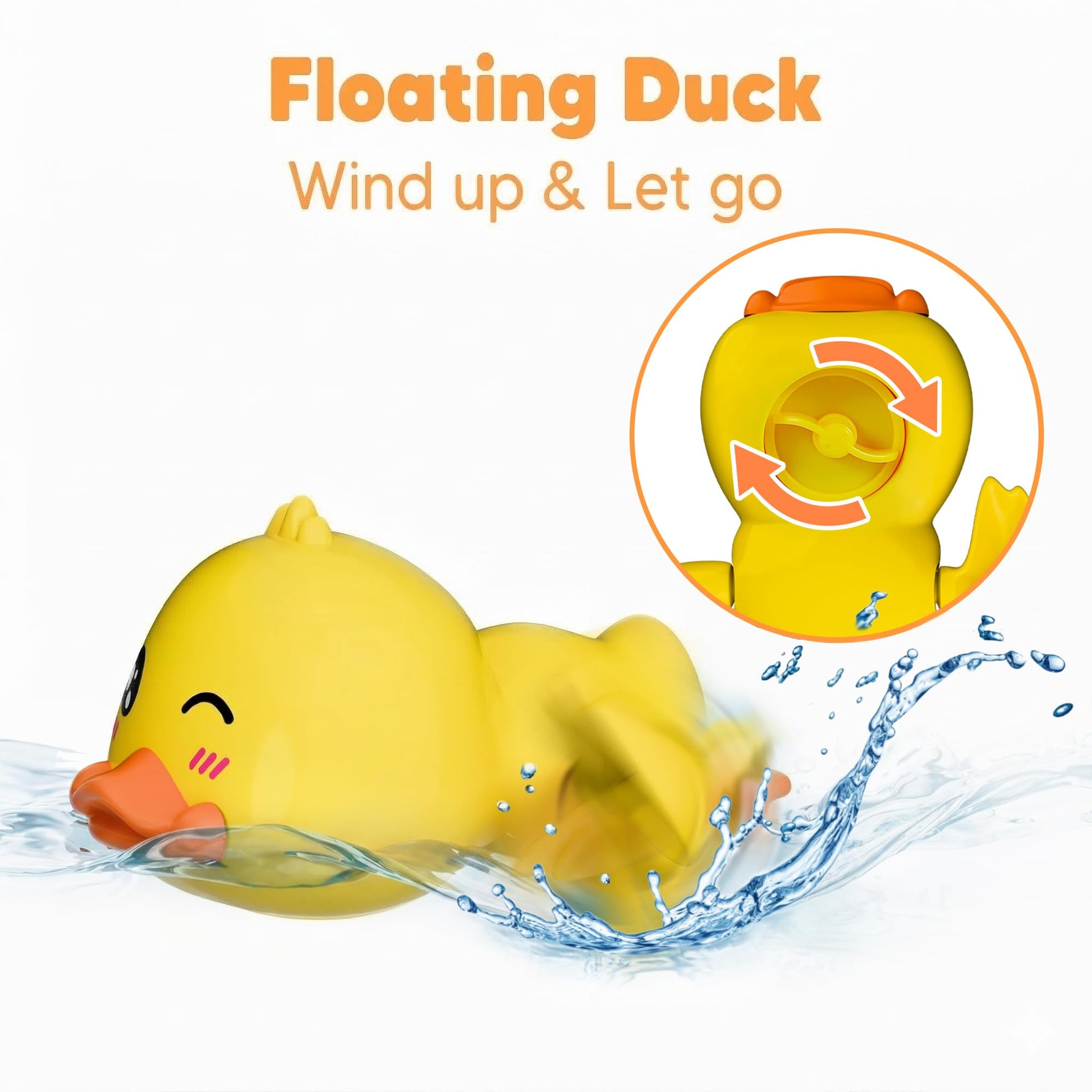 iPlay, iLearn Baby Duck Bath Toy, Toddler Bathtub Shower Toy W/ Suction Spin Gear, Floating Animals, Fishing Net Pool Water Play, Birthday Easter Gift