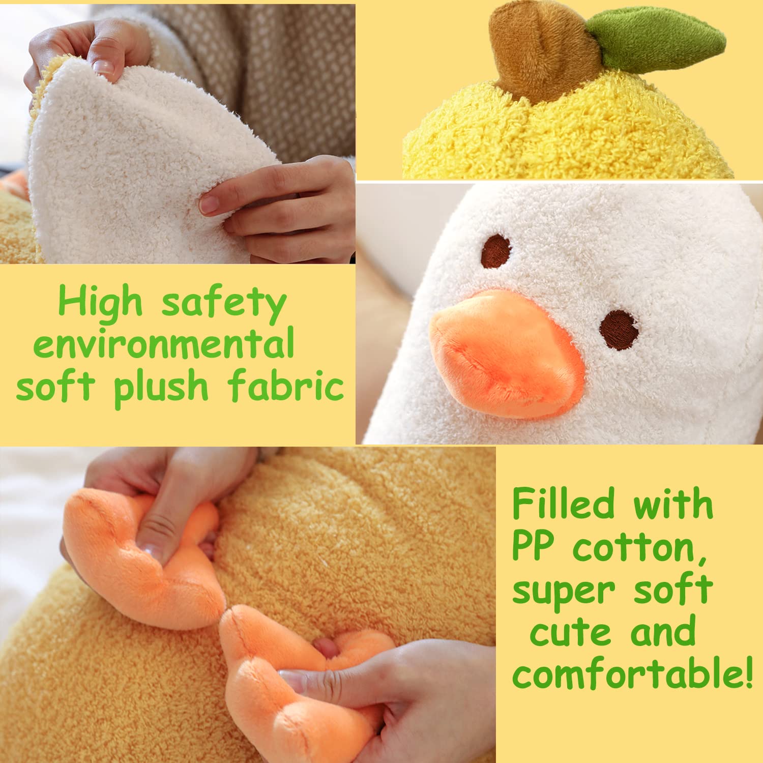 Banana Duck Plush Toy 13.7'',Cute Plushies Banana Stuffed Animal,Duck Plushie Long Banana Duck Plush Pillow,Funny Hugging Pillow Sleeping Cushion Soft
